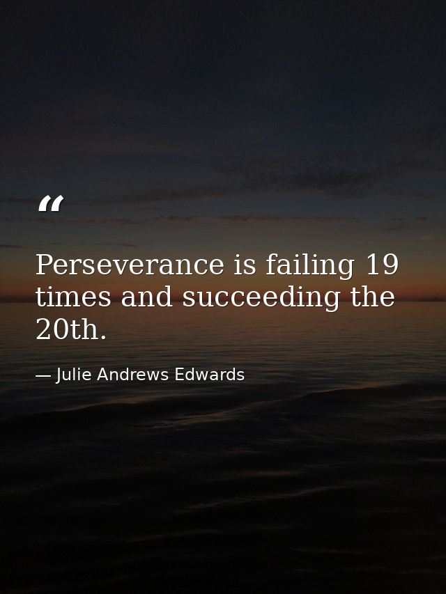 Perseverance is failing 19 times and succeeding the 20th. — Julie Andrews Edwards