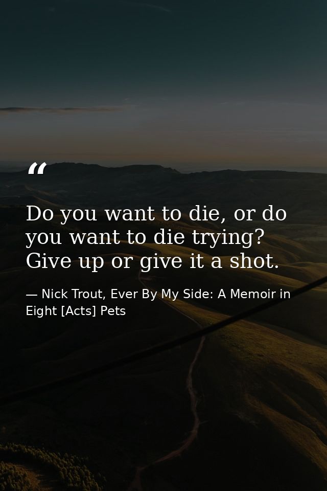 Do you want to die, or do you want to die trying? Give up or give it a shot. — Nick Trout, Ever By My Side: A Memoir in Eight [Acts] Pets