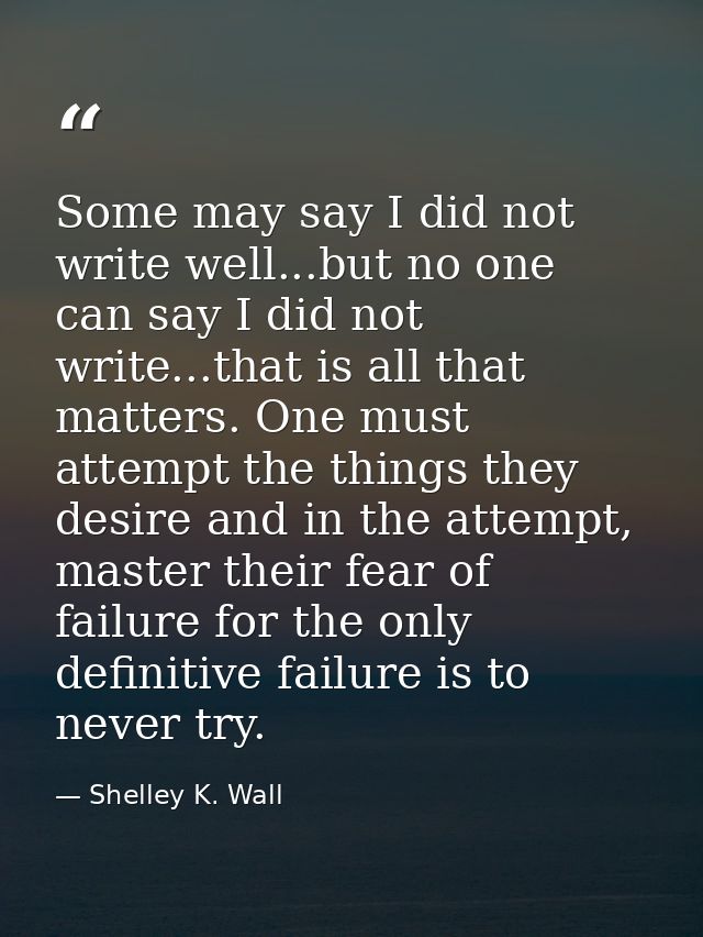 Some may say I did not write well...but no one can say I did not write...that is all that matters. One must attempt the  — Shelley K. Wall