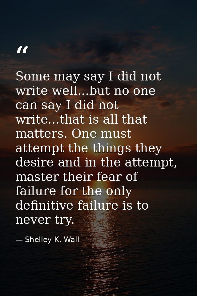 Some may say I did not write well...but no one can say I did not write...that is all that matters. One must attempt the  — Shelley K. Wall