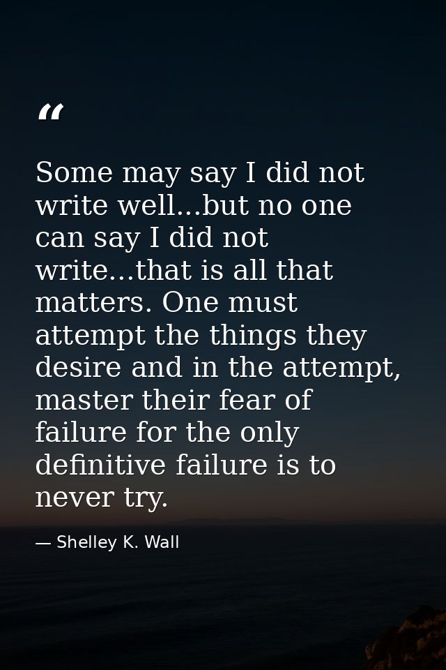 Some may say I did not write well...but no one can say I did not write...that is all that matters. One must attempt the  — Shelley K. Wall