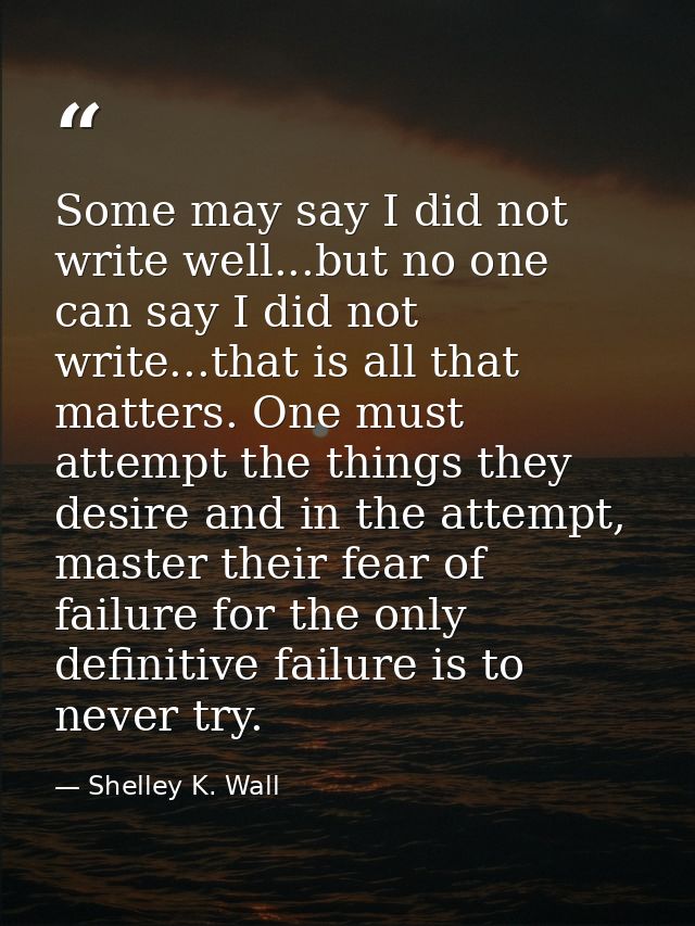 Some may say I did not write well...but no one can say I did not write...that is all that matters. One must attempt the  — Shelley K. Wall
