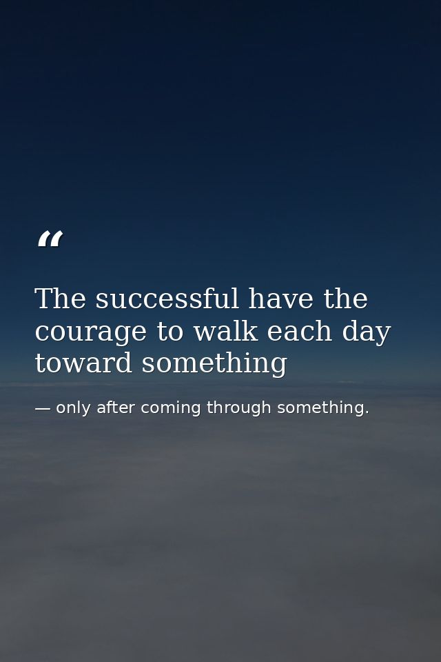 The successful have the courage to walk each day toward something — only after coming through something.