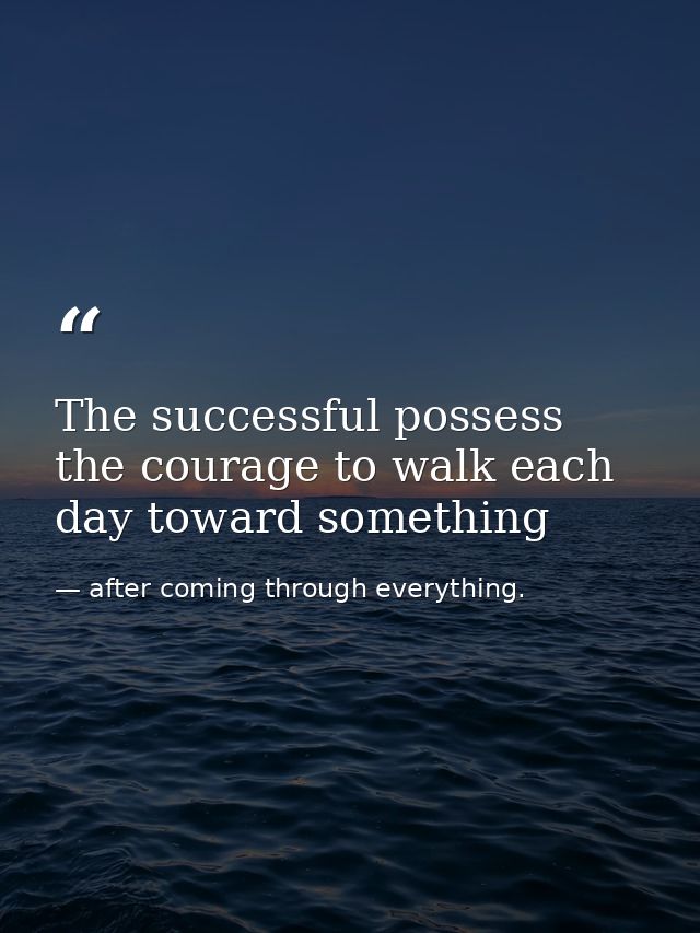 The successful possess the courage to walk each day toward something — after coming through everything.