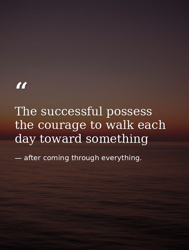 The successful possess the courage to walk each day toward something — after coming through everything.