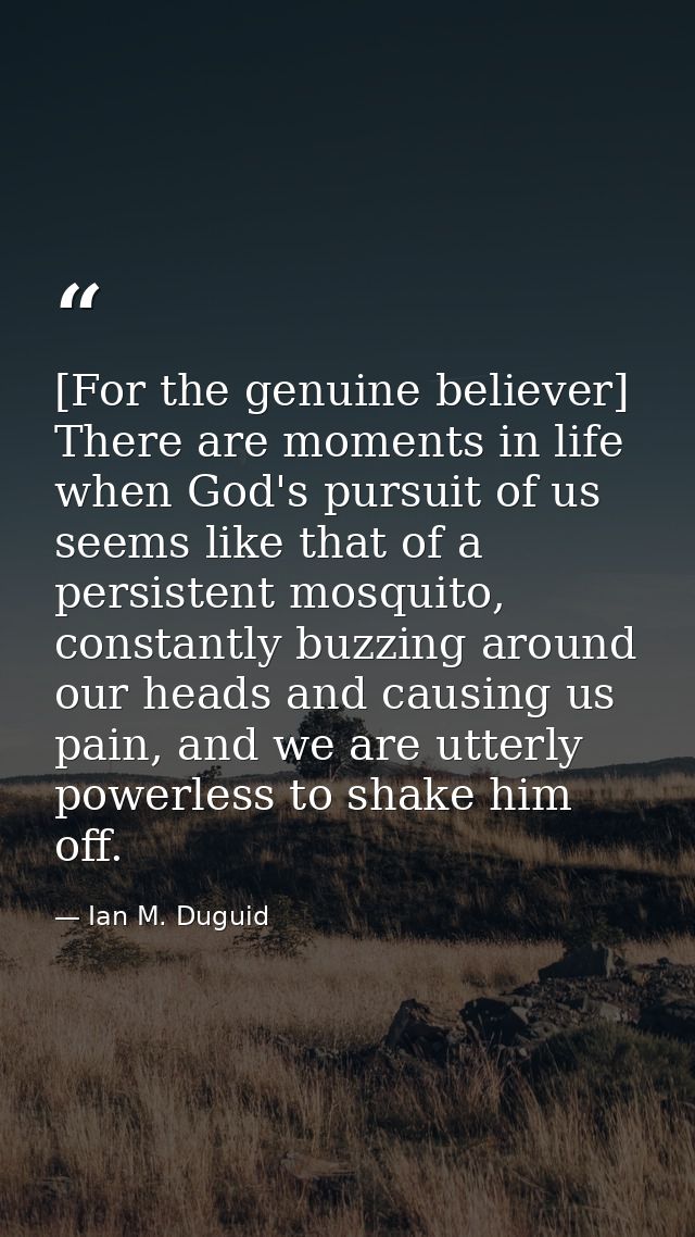 [For the genuine believer] There are moments in life when God's pursuit of us seems like that of a persistent mosquito,  — Ian M. Duguid