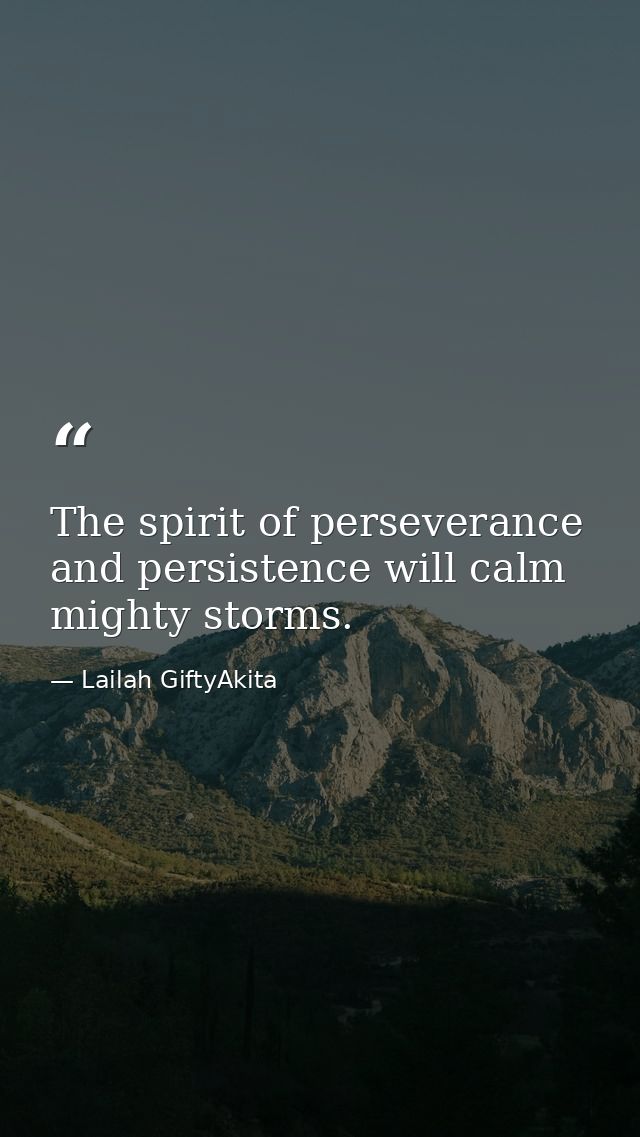 The spirit of perseverance and persistence will calm mighty storms. — Lailah GiftyAkita
