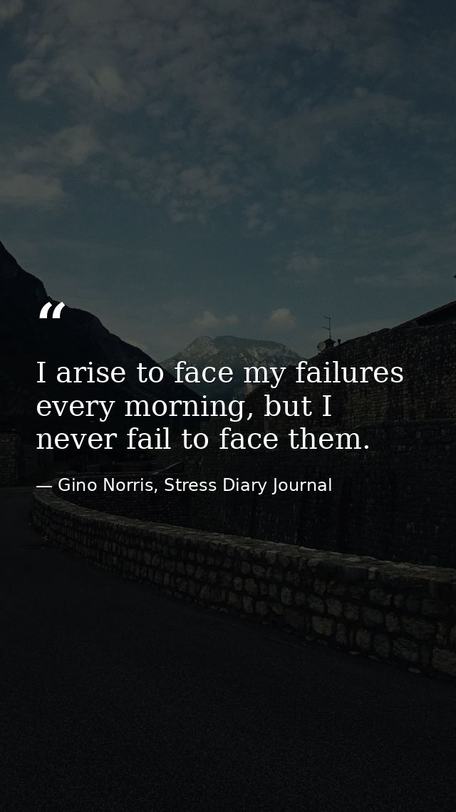 I arise to face my failures every morning, but I never fail to face them. — Gino Norris, Stress Diary Journal