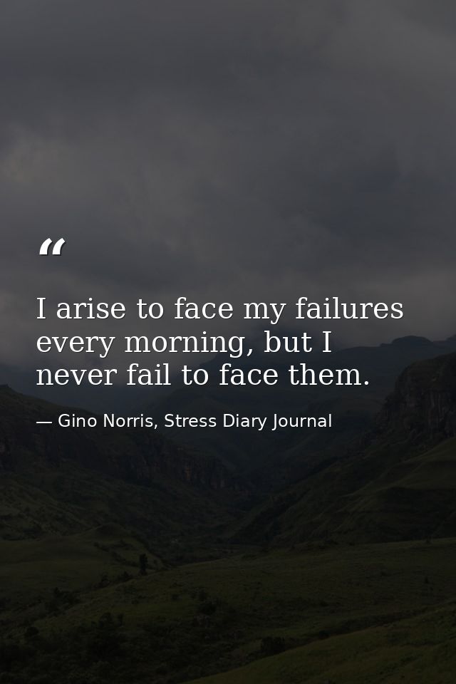 I arise to face my failures every morning, but I never fail to face them. — Gino Norris, Stress Diary Journal