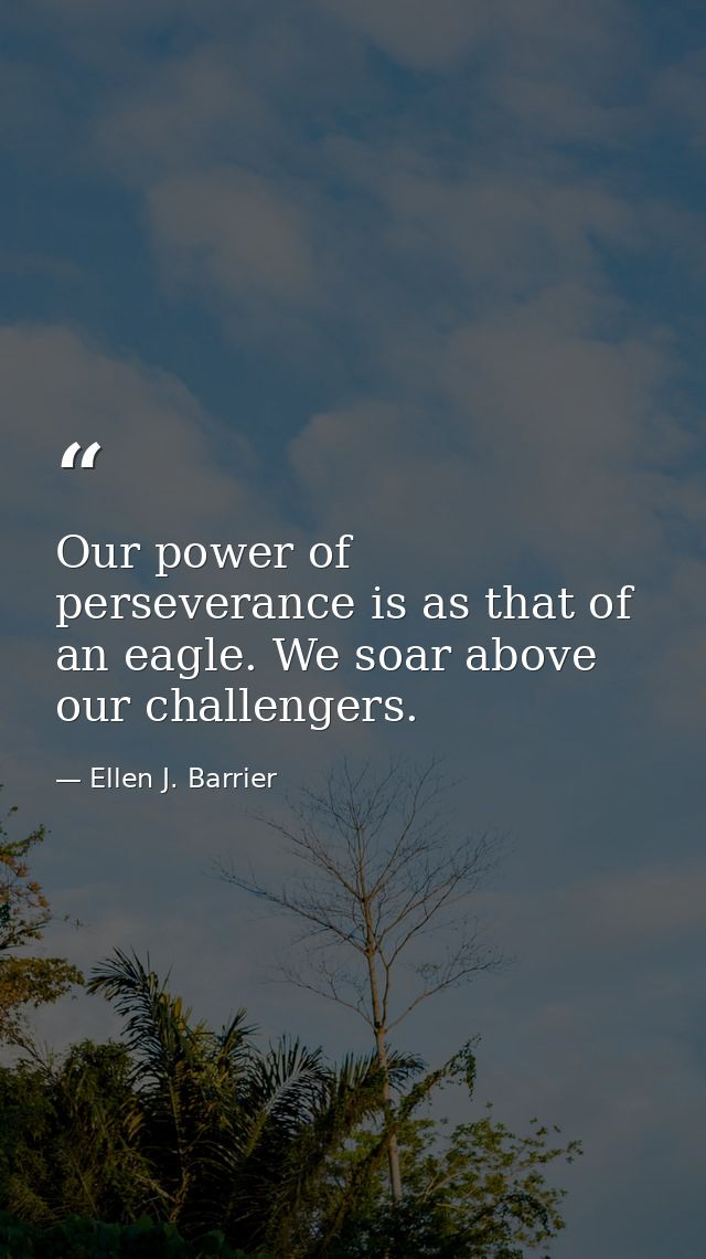 Our power of perseverance is as that of an eagle. We soar above our challengers. — Ellen J. Barrier