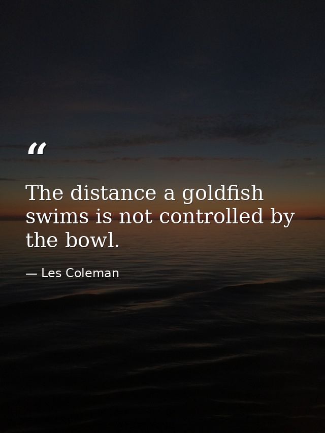 The distance a goldfish swims is not controlled by the bowl. — Les Coleman