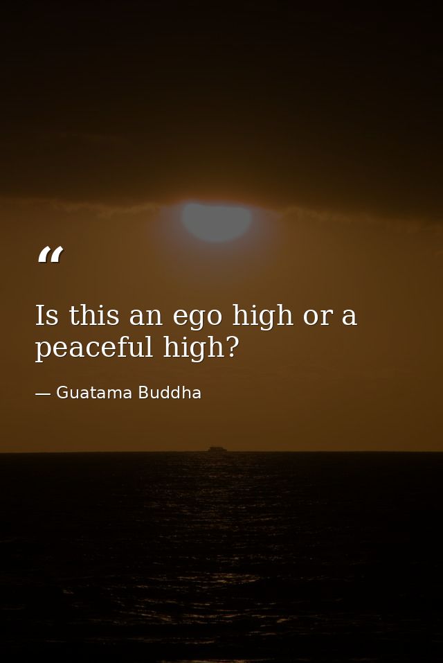Is this an ego high or a peaceful high? — Guatama Buddha