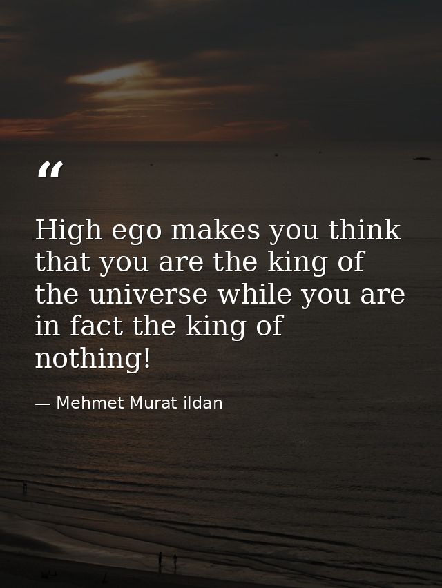 High ego makes you think that you are the king of the universe while you are in fact the king of nothing! — Mehmet Murat ildan