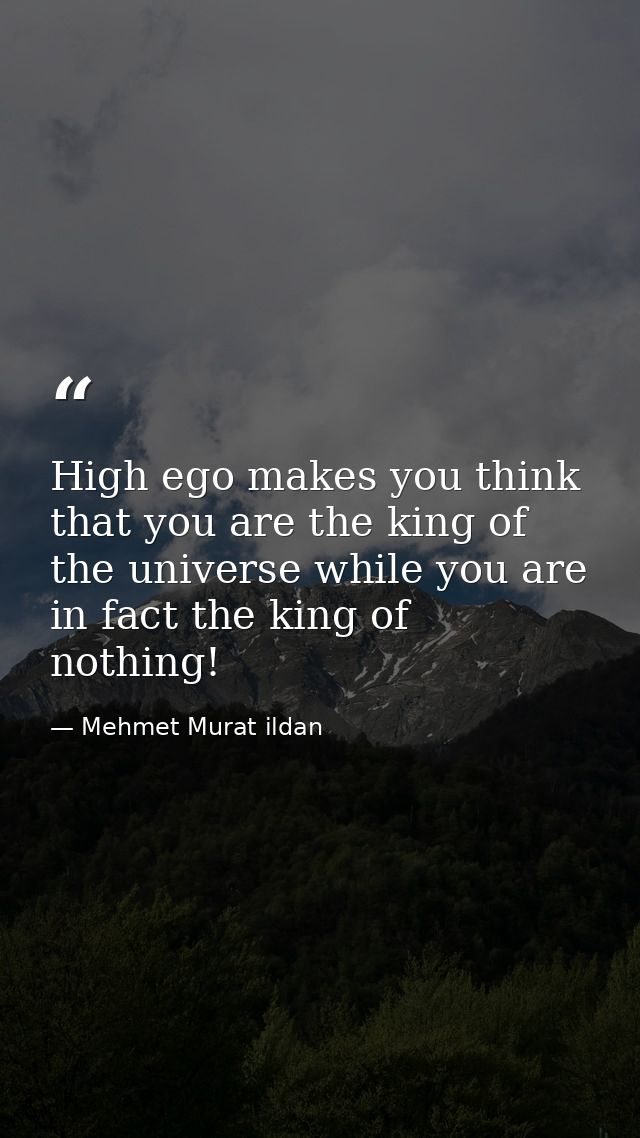 High ego makes you think that you are the king of the universe while you are in fact the king of nothing! — Mehmet Murat ildan