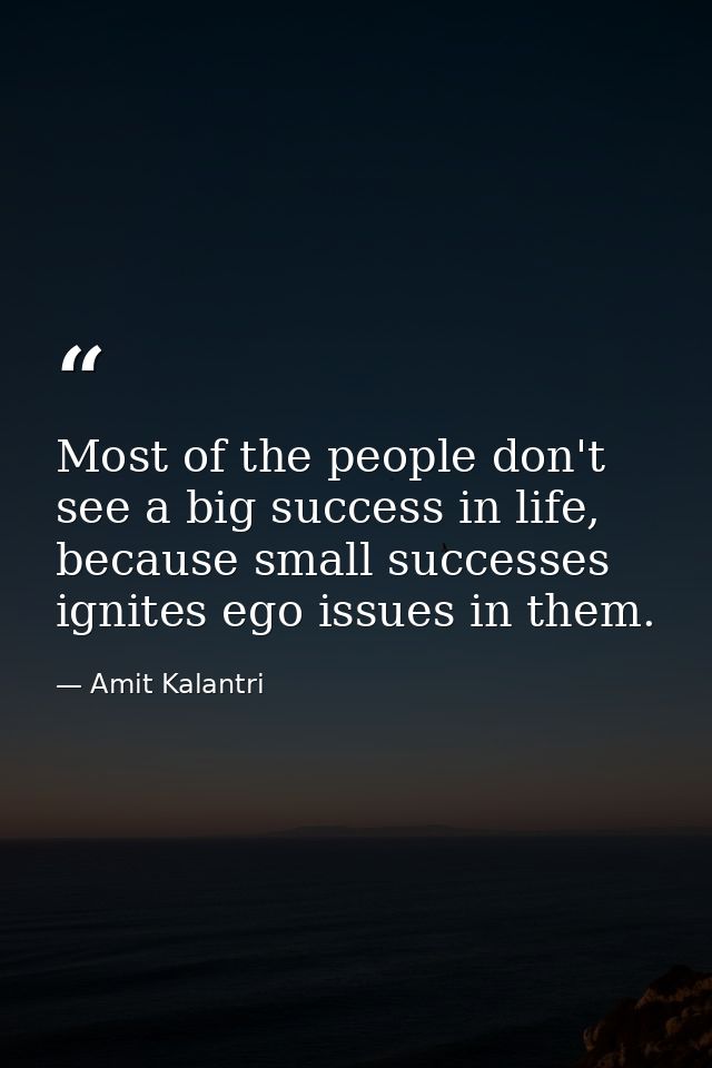 Most of the people don't see a big success in life, because small successes ignites ego issues in them. — Amit Kalantri