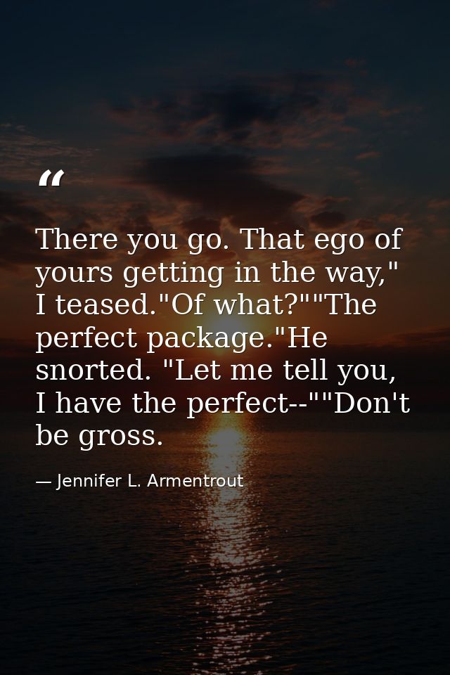 There you go. That ego of yours getting in the way," I teased."Of what?""The perfect package."He snorted. "Let me tell y — Jennifer L. Armentrout
