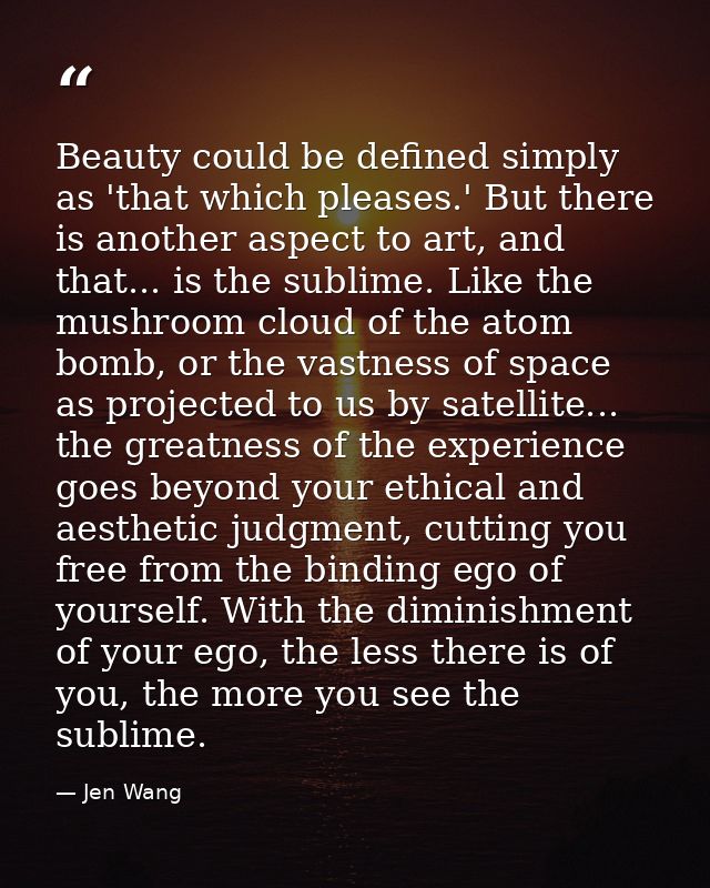 Beauty could be defined simply as 'that which pleases.' But there is another aspect to art, and that... is the sublime.  — Jen Wang