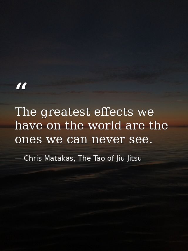 The greatest effects we have on the world are the ones we can never see. — Chris Matakas, The Tao of Jiu Jitsu