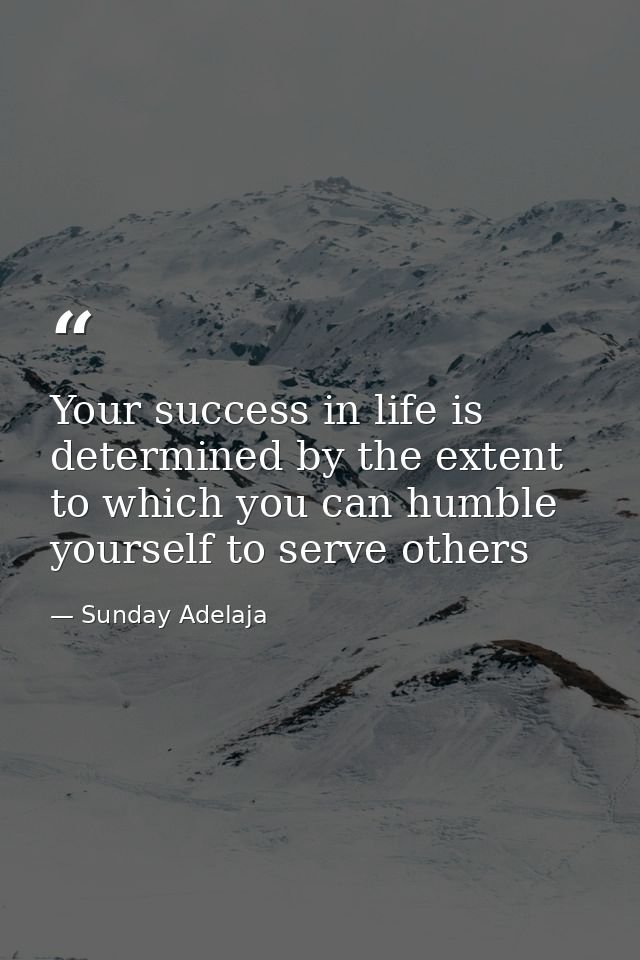 Your success in life is determined by the extent to which you can humble yourself to serve others — Sunday Adelaja