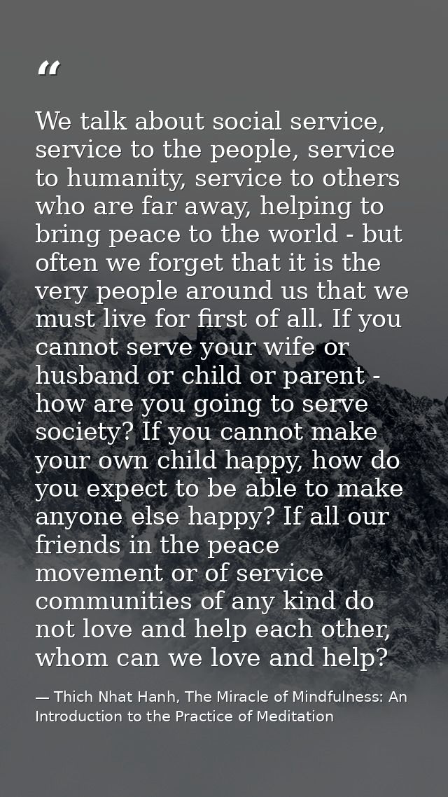 We talk about social service, service to the people, service to humanity, service to others who are far away, helping to — Thich Nhat Hanh, The Miracle of Mindfulness: An Introduction to the Practice of Meditation