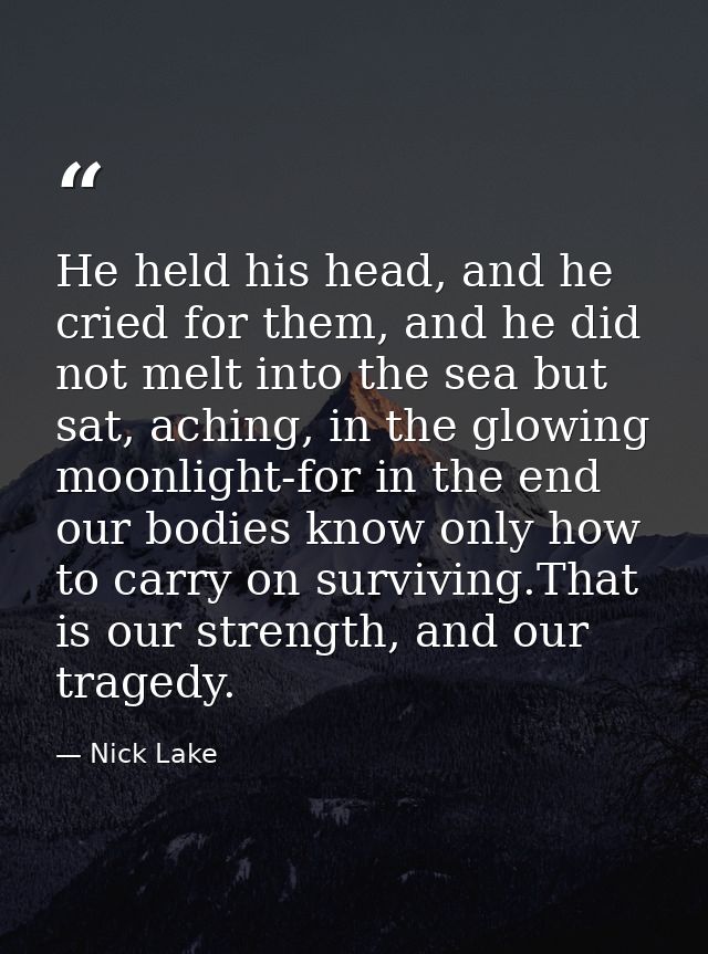 He held his head, and he cried for them, and he did not melt into the sea but sat, aching, in the glowing moonlight-for  — Nick Lake