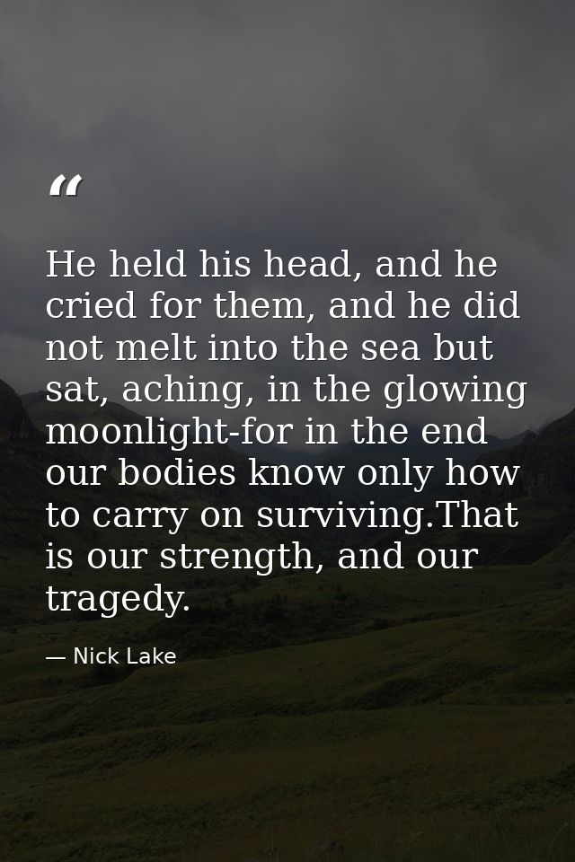 He held his head, and he cried for them, and he did not melt into the sea but sat, aching, in the glowing moonlight-for  — Nick Lake