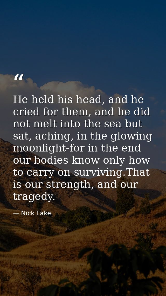 He held his head, and he cried for them, and he did not melt into the sea but sat, aching, in the glowing moonlight-for  — Nick Lake