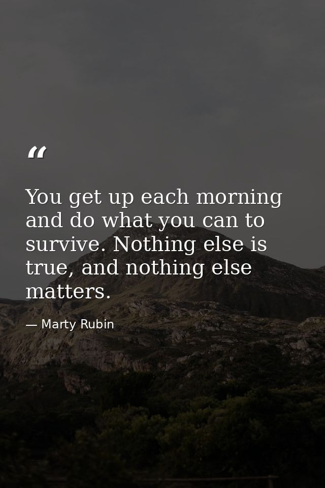 You get up each morning and do what you can to survive. Nothing else is true, and nothing else matters. — Marty Rubin