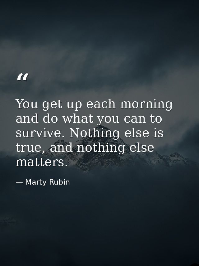 You get up each morning and do what you can to survive. Nothing else is true, and nothing else matters. — Marty Rubin