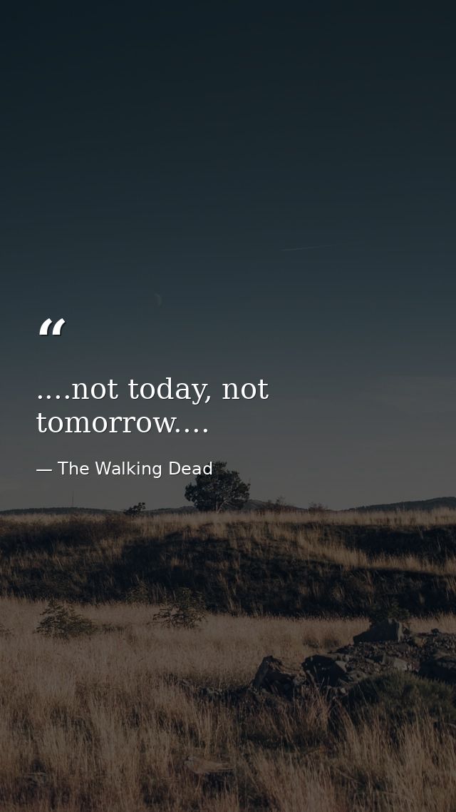 ....not today, not tomorrow.... — The Walking Dead