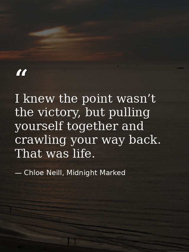 I knew the point wasn’t the victory, but pulling yourself together and crawling your way back. That was life. — Chloe Neill, Midnight Marked