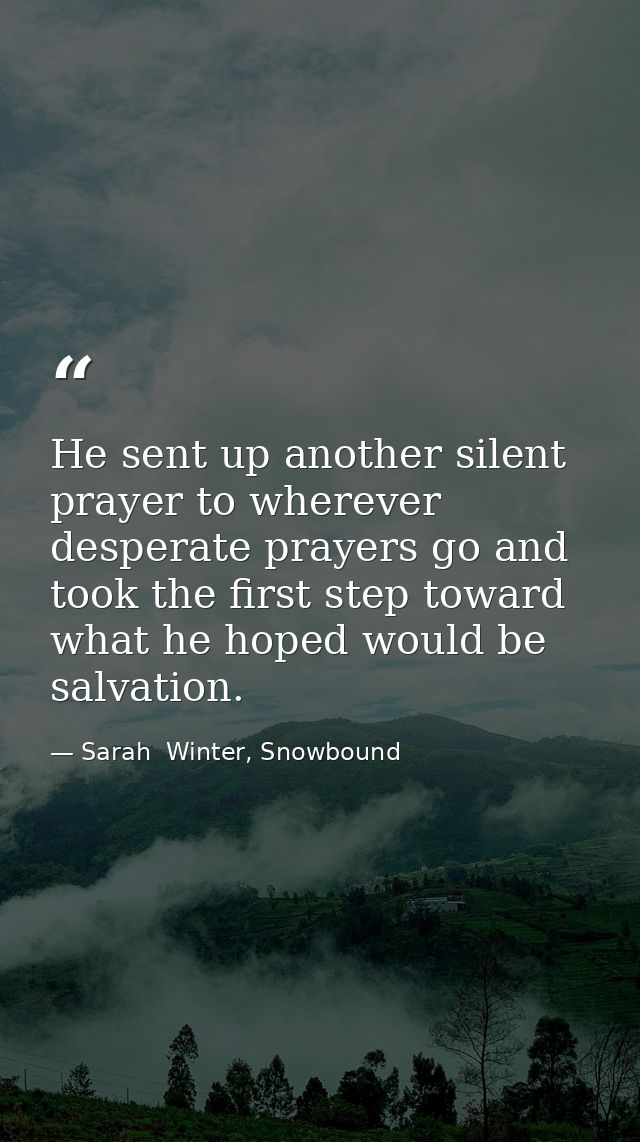 He sent up another silent prayer to wherever desperate prayers go and took the first step toward what he hoped would be  — Sarah  Winter, Snowbound
