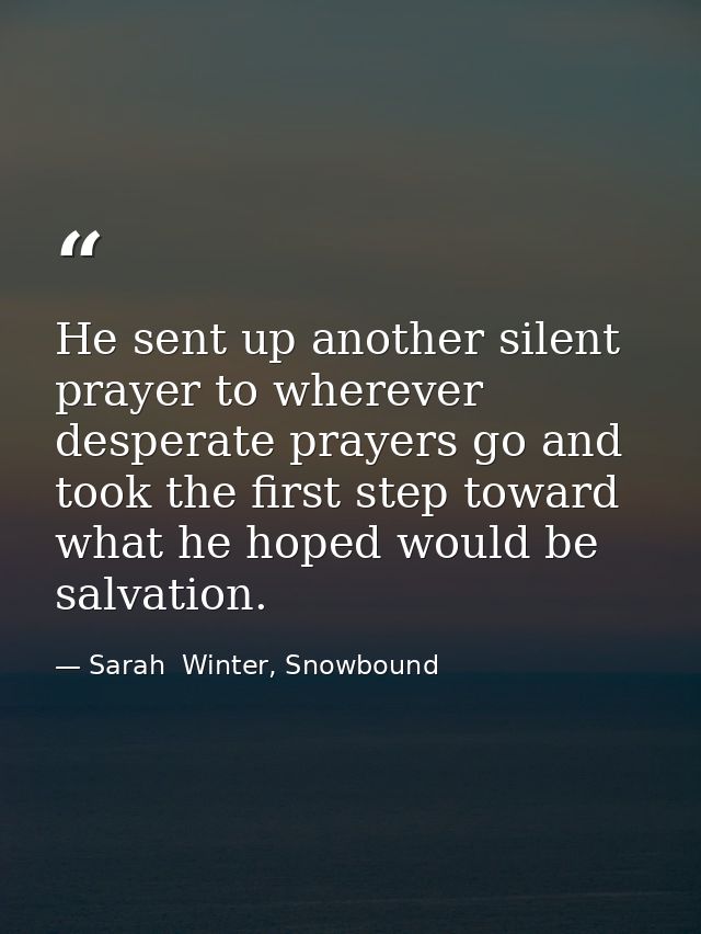 He sent up another silent prayer to wherever desperate prayers go and took the first step toward what he hoped would be  — Sarah  Winter, Snowbound