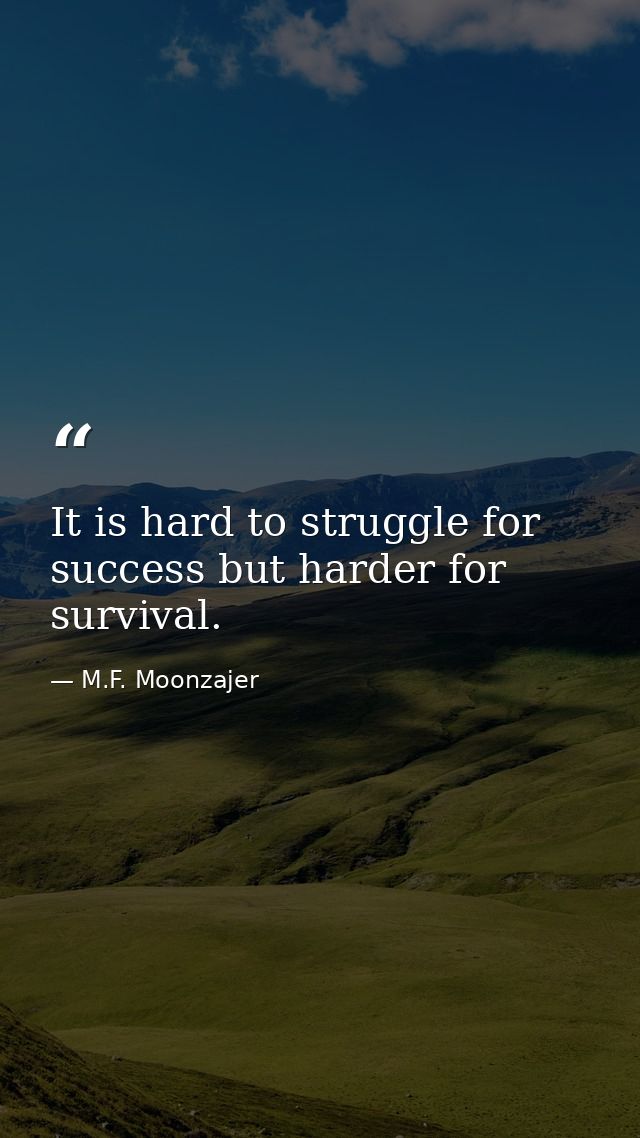 It is hard to struggle for success but harder for survival. — M.F. Moonzajer