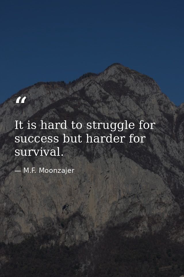 It is hard to struggle for success but harder for survival. — M.F. Moonzajer