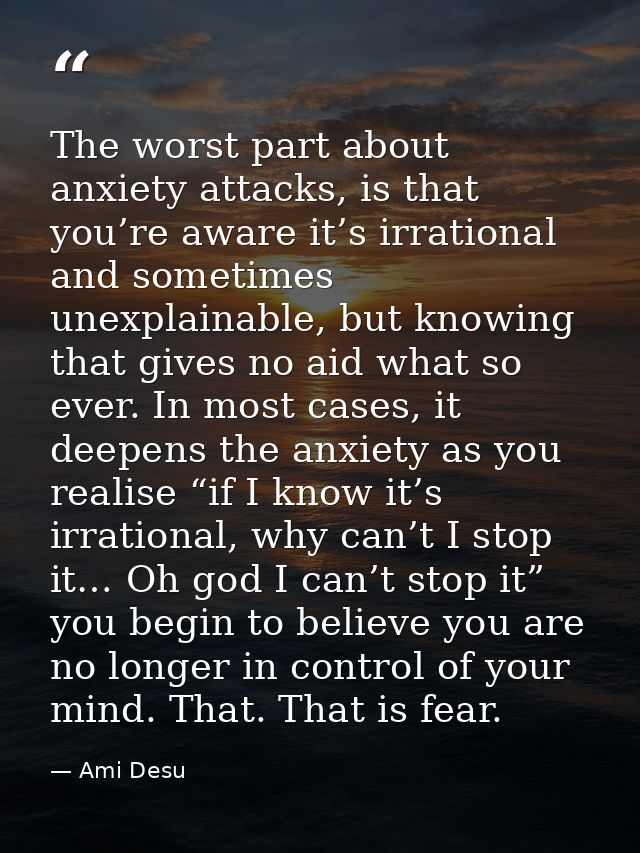 The worst part about anxiety attacks, is that you’re aware it’s irrational and sometimes unexplainable, but knowing that — Ami Desu