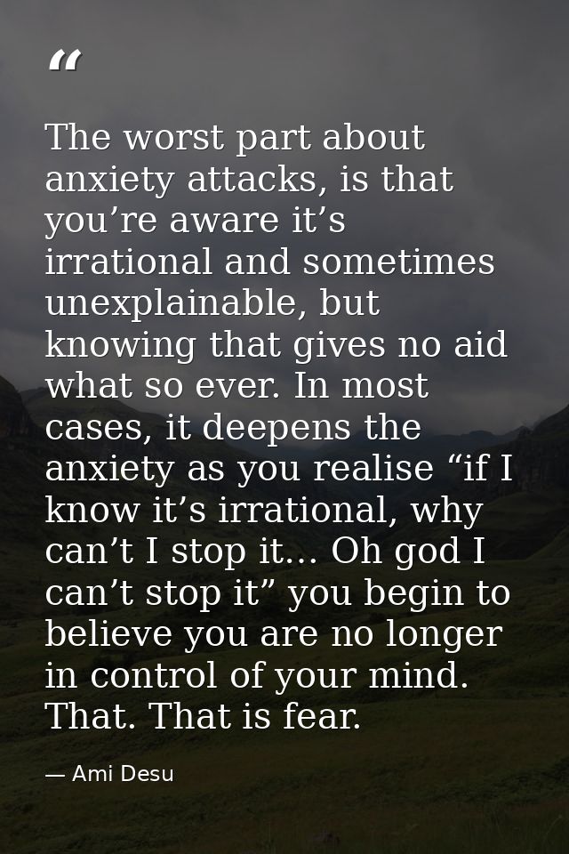 The worst part about anxiety attacks, is that you’re aware it’s irrational and sometimes unexplainable, but knowing that — Ami Desu