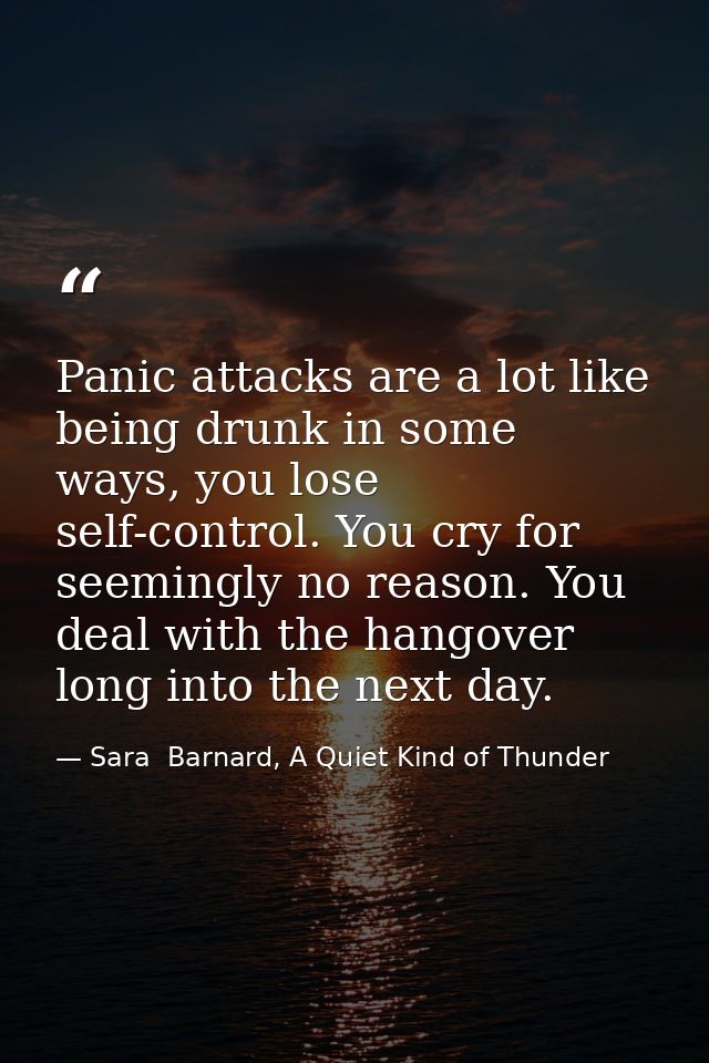 Panic attacks are a lot like being drunk in some ways, you lose self-control. You cry for seemingly no reason. You deal  — Sara  Barnard, A Quiet Kind of Thunder