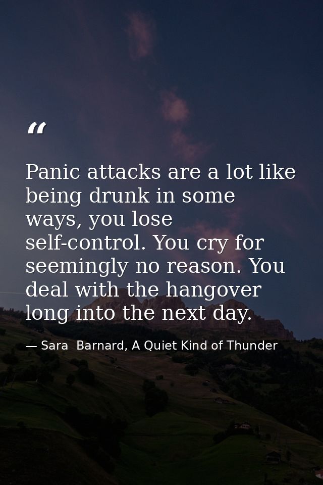 Panic attacks are a lot like being drunk in some ways, you lose self-control. You cry for seemingly no reason. You deal  — Sara  Barnard, A Quiet Kind of Thunder