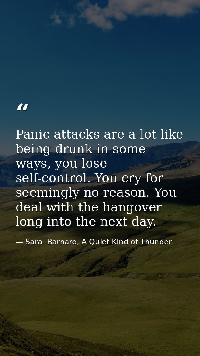 Panic attacks are a lot like being drunk in some ways, you lose self-control. You cry for seemingly no reason. You deal  — Sara  Barnard, A Quiet Kind of Thunder