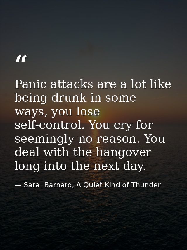 Panic attacks are a lot like being drunk in some ways, you lose self-control. You cry for seemingly no reason. You deal  — Sara  Barnard, A Quiet Kind of Thunder