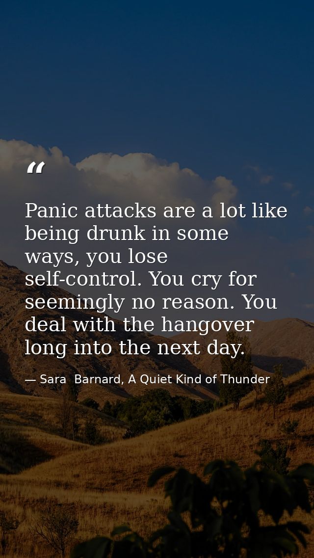 Panic attacks are a lot like being drunk in some ways, you lose self-control. You cry for seemingly no reason. You deal  — Sara  Barnard, A Quiet Kind of Thunder