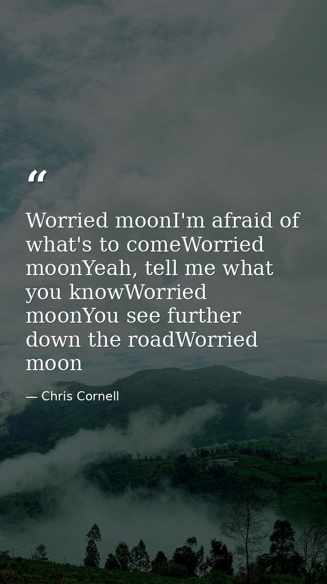 Worried moonI'm afraid of what's to comeWorried moonYeah, tell me what you knowWorried moonYou see further down the road — Chris Cornell