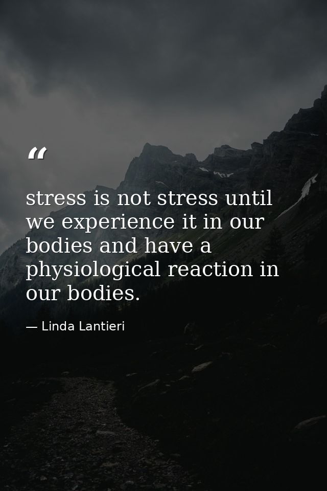 stress is not stress until we experience it in our bodies and have a physiological reaction in our bodies. — Linda Lantieri