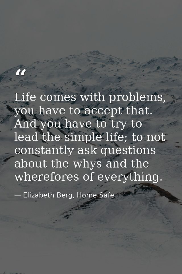 Life comes with problems, you have to accept that. And you have to try to lead the simple life; to not constantly ask qu — Elizabeth Berg, Home Safe