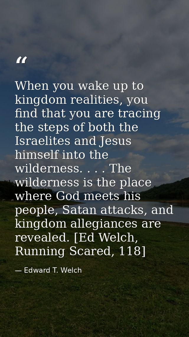 When you wake up to kingdom realities, you find that you are tracing the steps of both the Israelites and Jesus himself  — Edward T. Welch