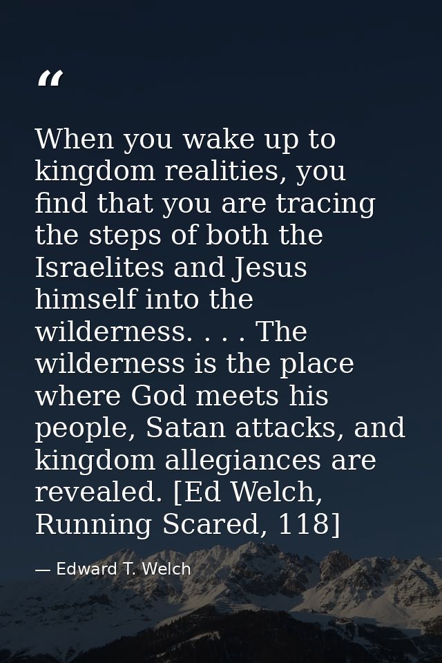 When you wake up to kingdom realities, you find that you are tracing the steps of both the Israelites and Jesus himself  — Edward T. Welch
