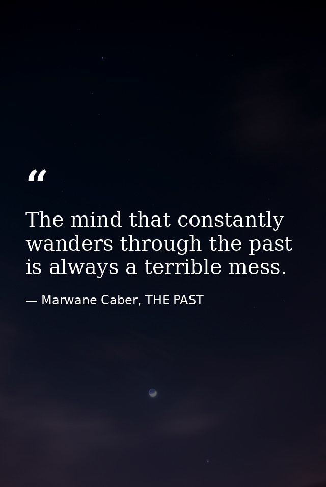 The mind that constantly wanders through the past is always a terrible mess. — Marwane Caber, THE PAST