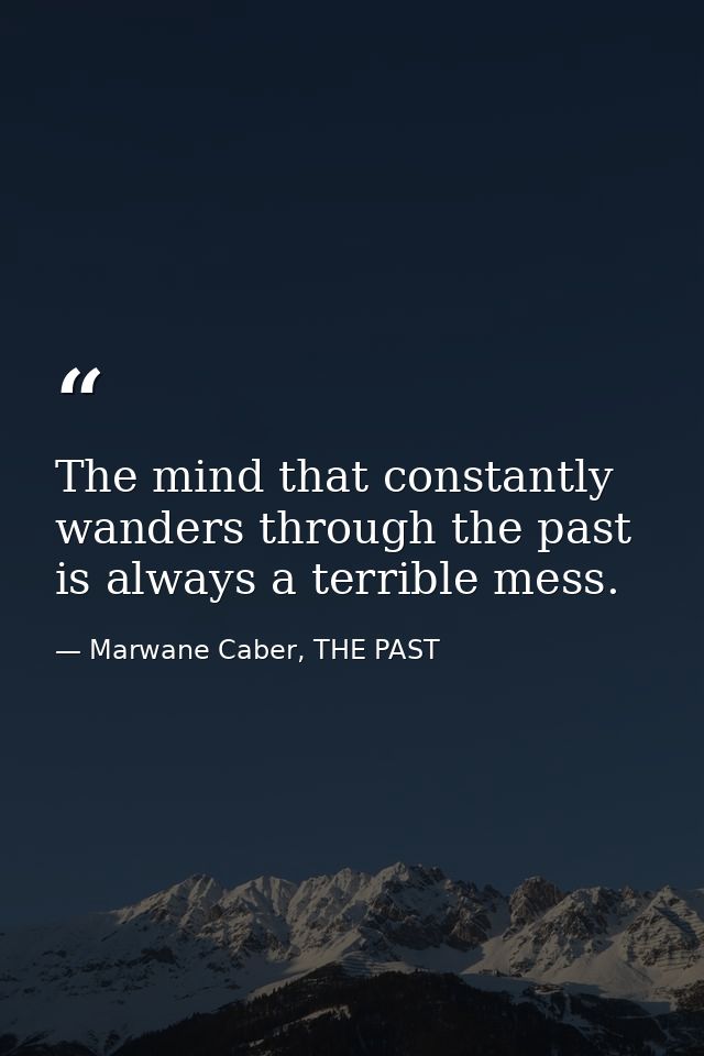 The mind that constantly wanders through the past is always a terrible mess. — Marwane Caber, THE PAST