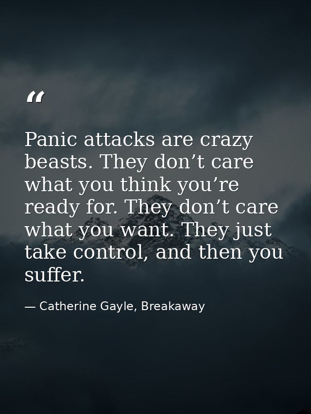 Panic attacks are crazy beasts. They don’t care what you think you’re ready for. They don’t care what you want. They jus — Catherine Gayle, Breakaway